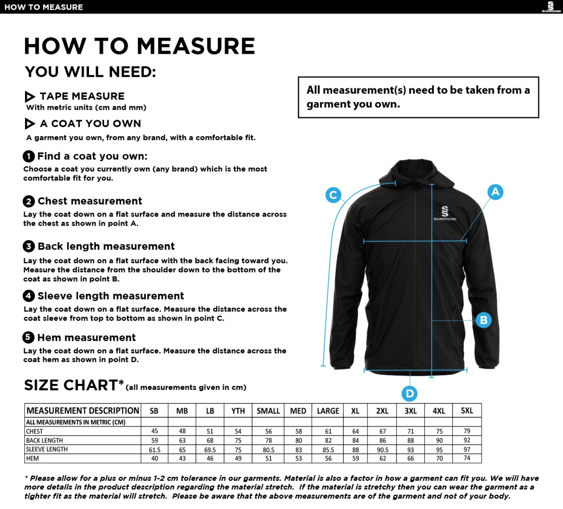 Dual Full Zip Training Jacket : Black - Size Guide